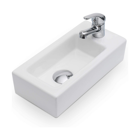 Kometmöbel Hänge- oder Aufsatz Keramik Waschbecken 36.5x18x9cm Hahnloch Rechts