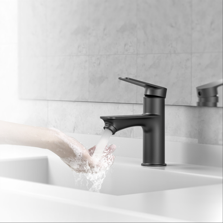 Waschbecken Armatur Schwarz, 15cm Höhe