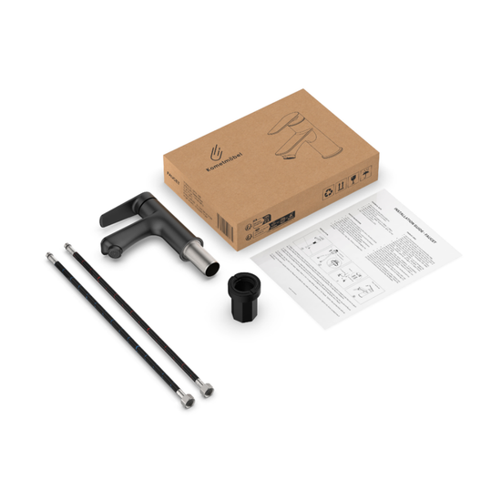 Waschbecken Armatur Schwarz, 15cm Höhe