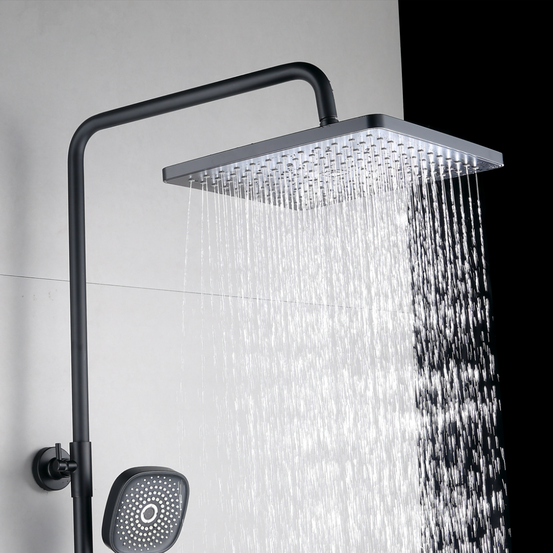 Duschsystem mit Thermostat, 30cm Rund Regendusche Duschkopf Schwaz