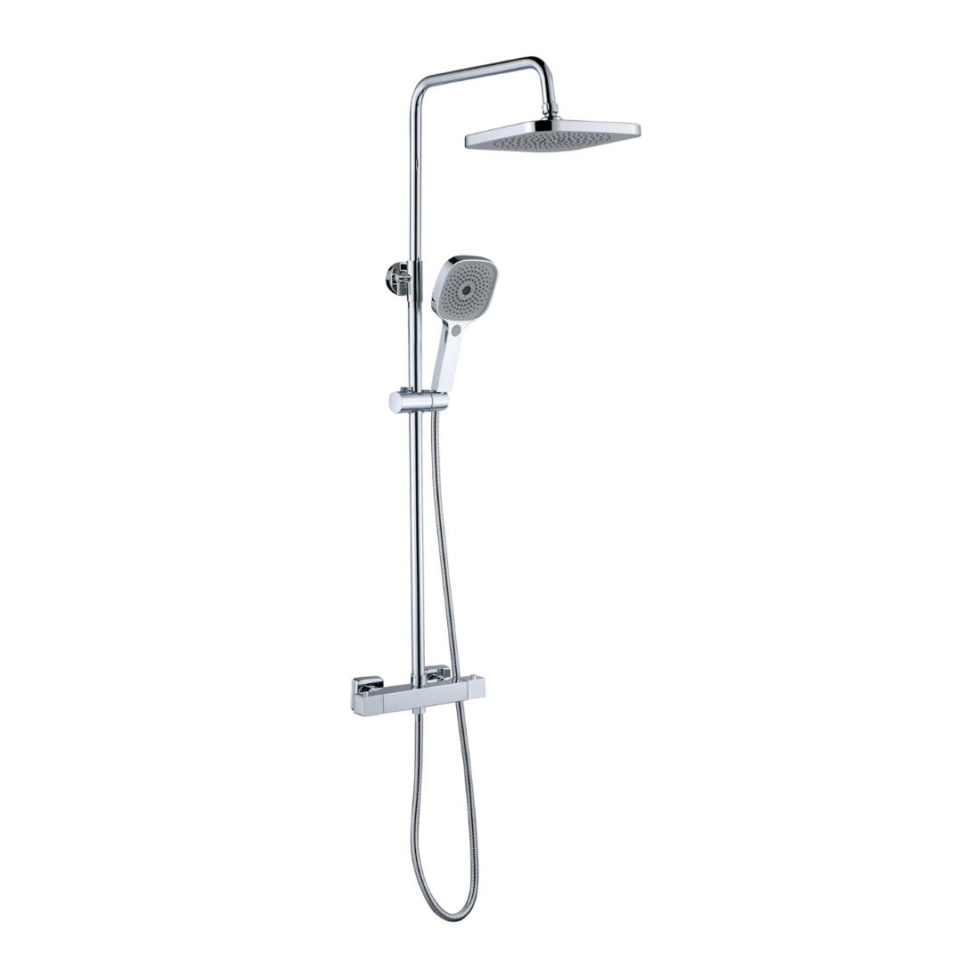 Duschsystem mit Thermostat, 30cm Rund Regendusche Duschkopf Chrom