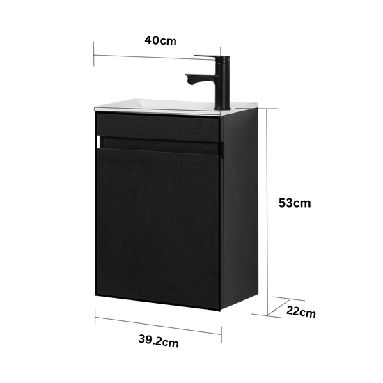 MINO Gäste-WC Waschtisch Set 40cm Schwarz