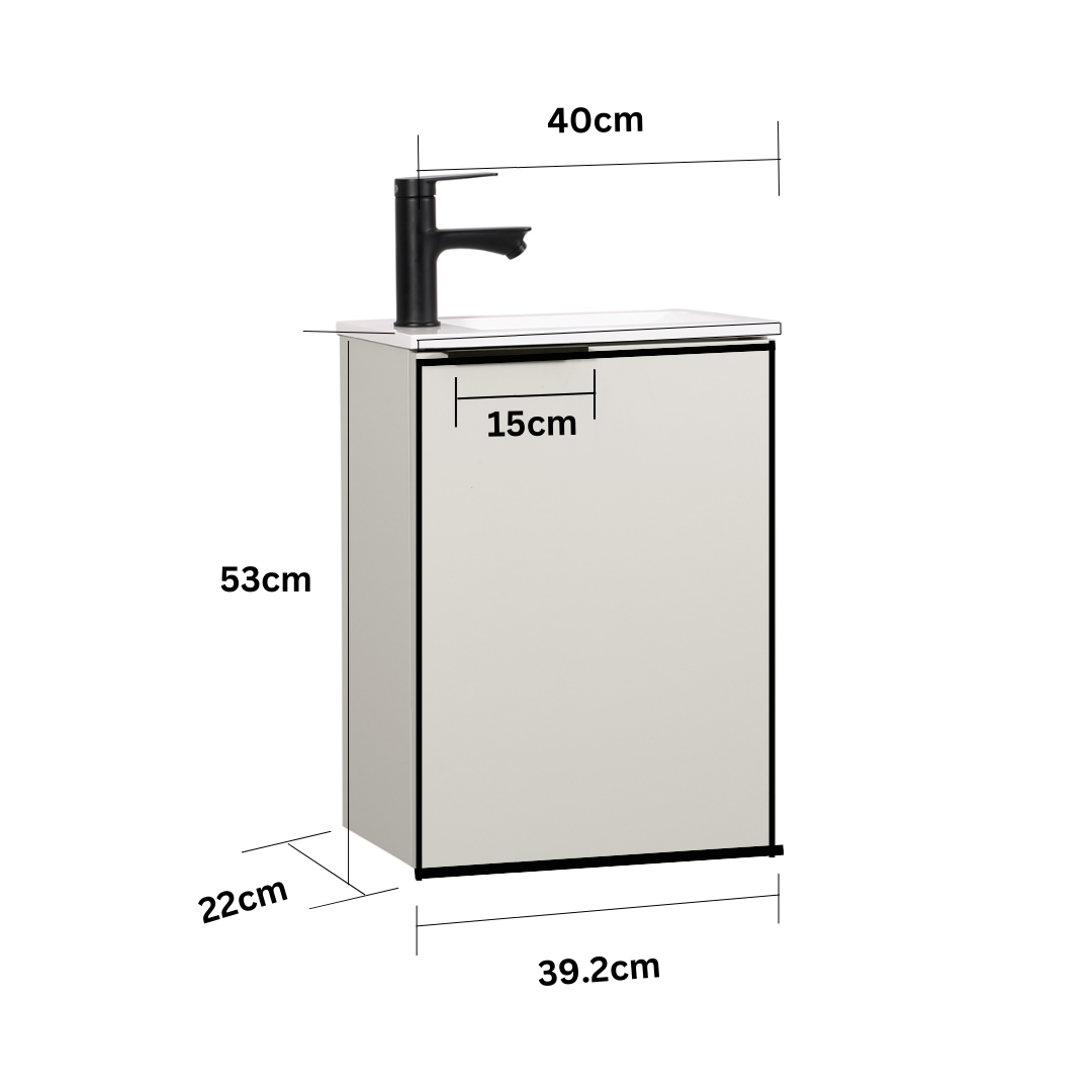 MOLI Gäste-WC Waschtisch Set 40cm Kaschmir mit Griff