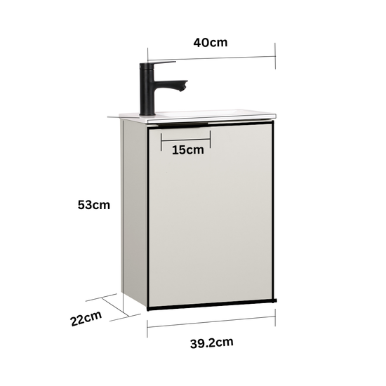 MOLI Gäste-WC Waschtisch Set 40cm Kaschmir mit Griff