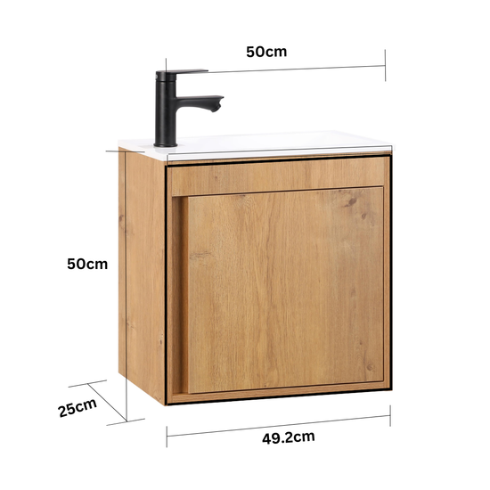 NERO Gäste-WC Waschtisch Set 50cm Eiche