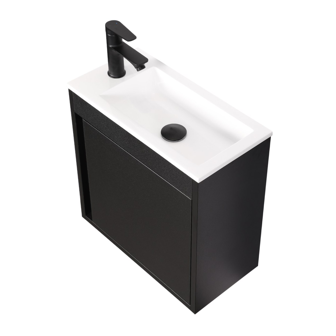 NERO Gäste-WC Waschtisch Set 50cm Schwarz