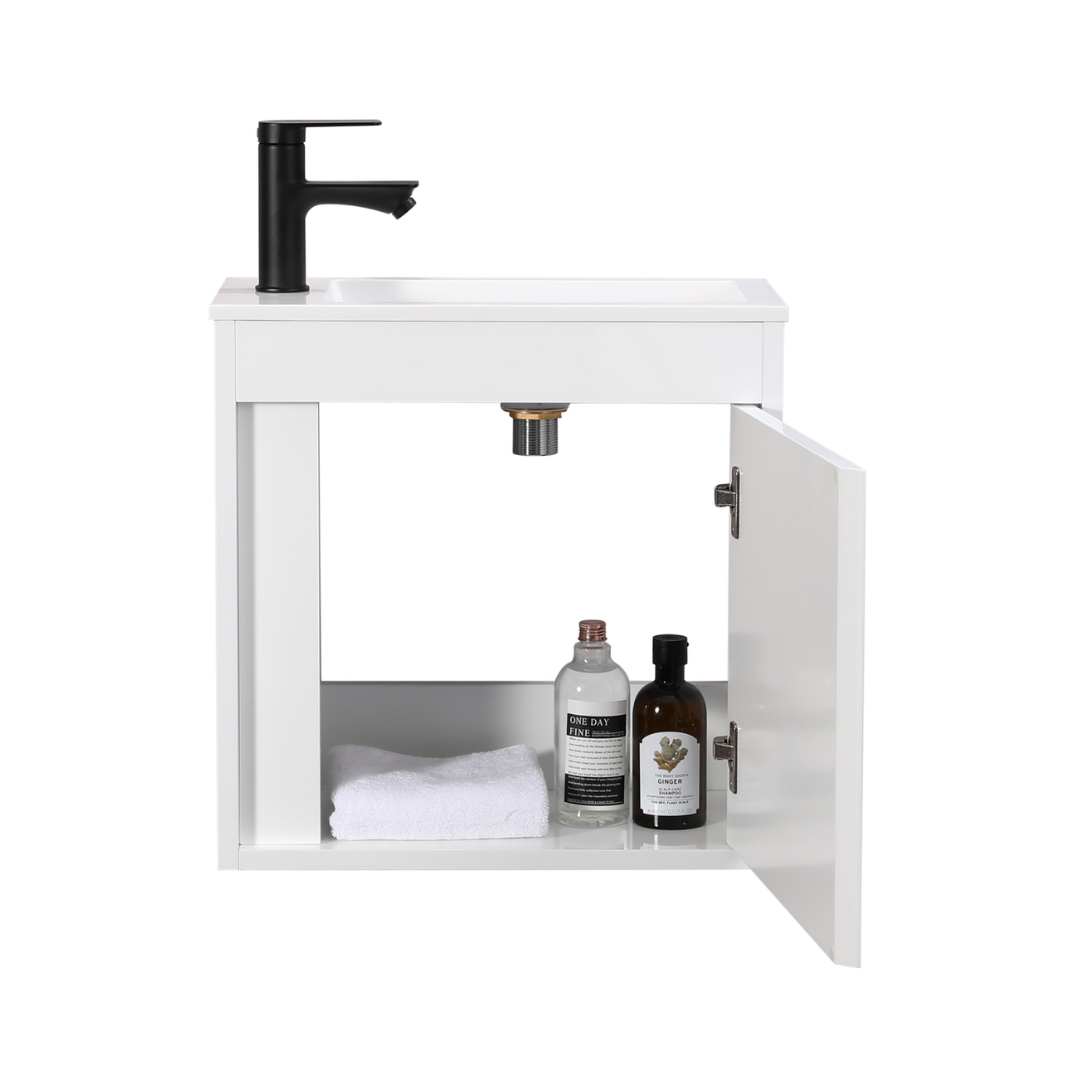 NERO Gäste-WC Waschtisch Set 50cm Hochglanz Weiß