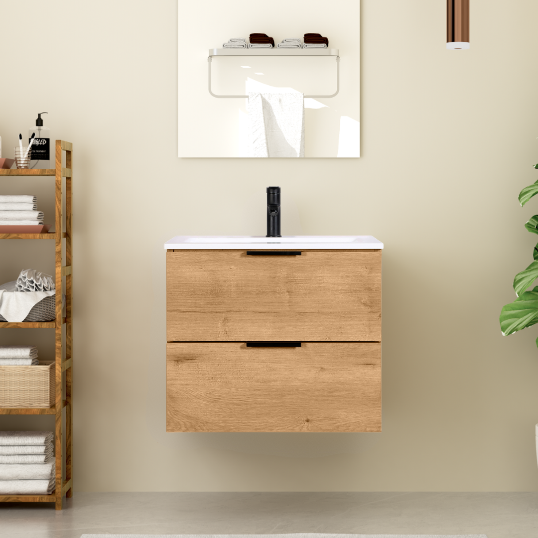 ORLO Waschtisch 60cm 2 Soft-Closing Eiche mit Griff