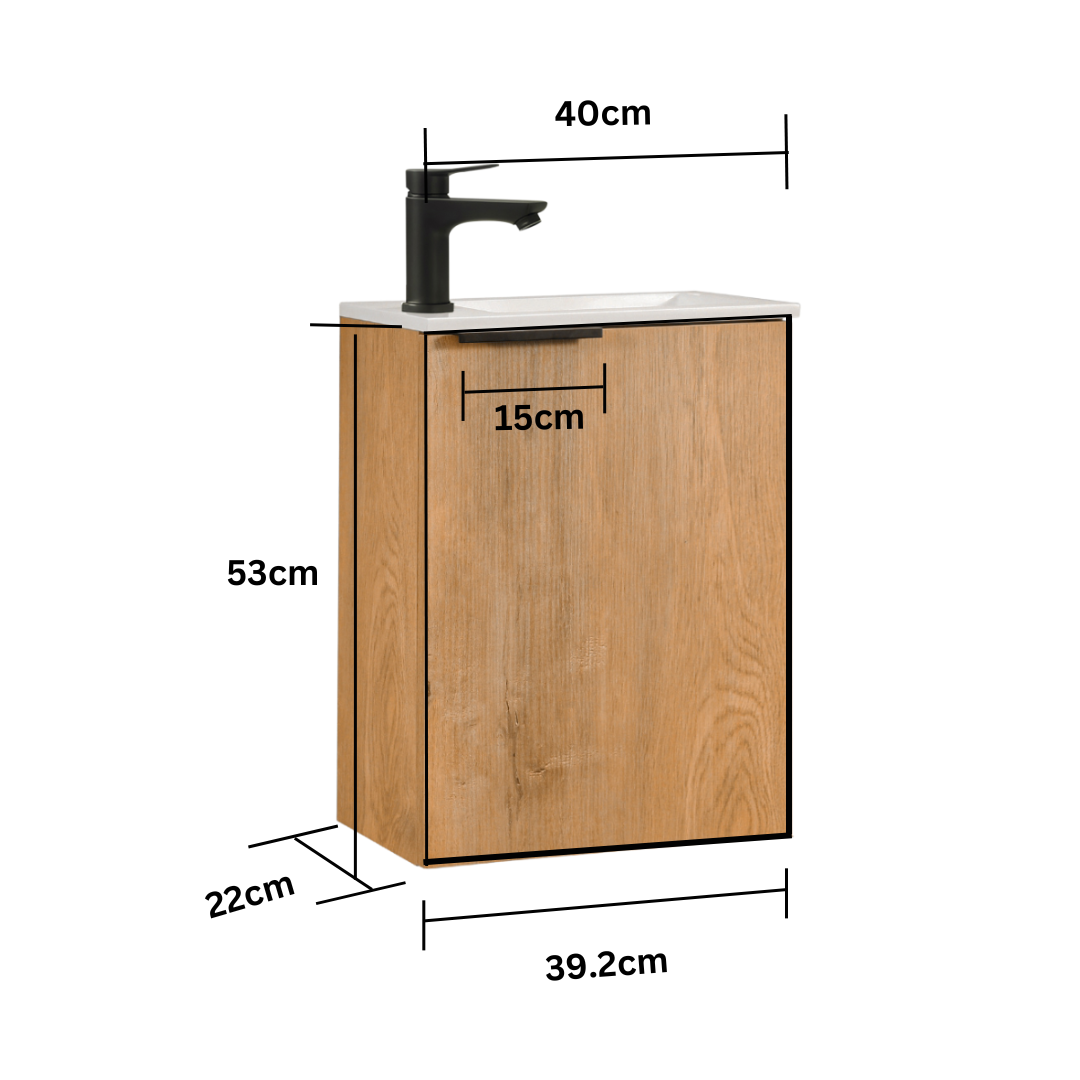 MOLI Gäste-WC Waschtisch Set 40cm Eiche