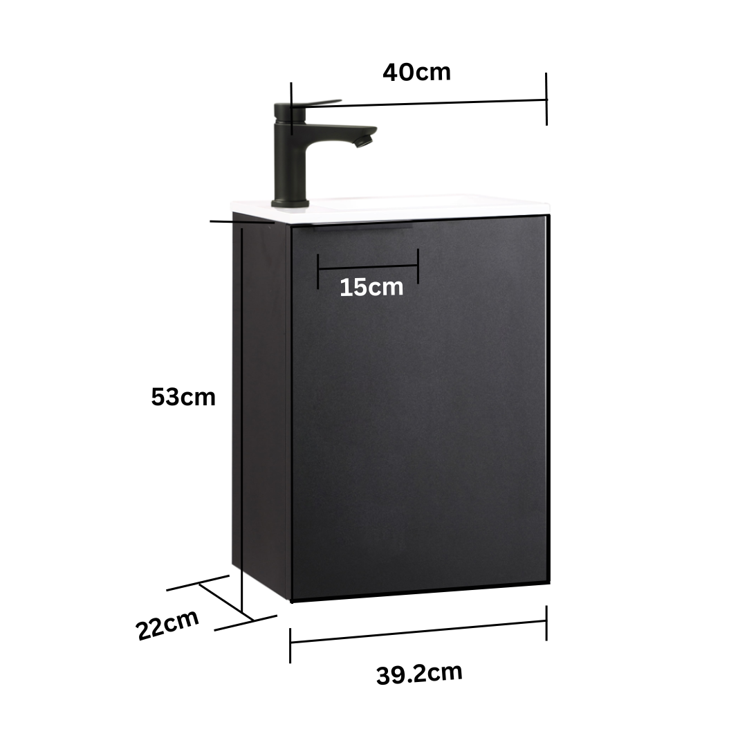 MOLI Gäste-WC Waschtisch Set 40cm Schwarz