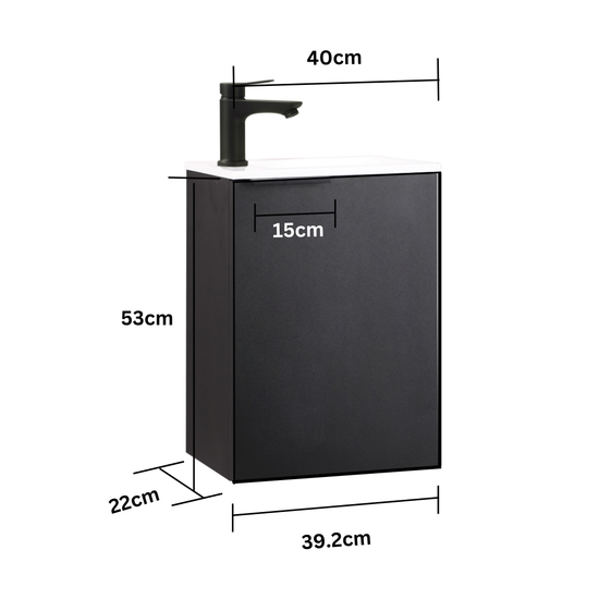 MOLI Gäste-WC Waschtisch Set 40cm Schwarz