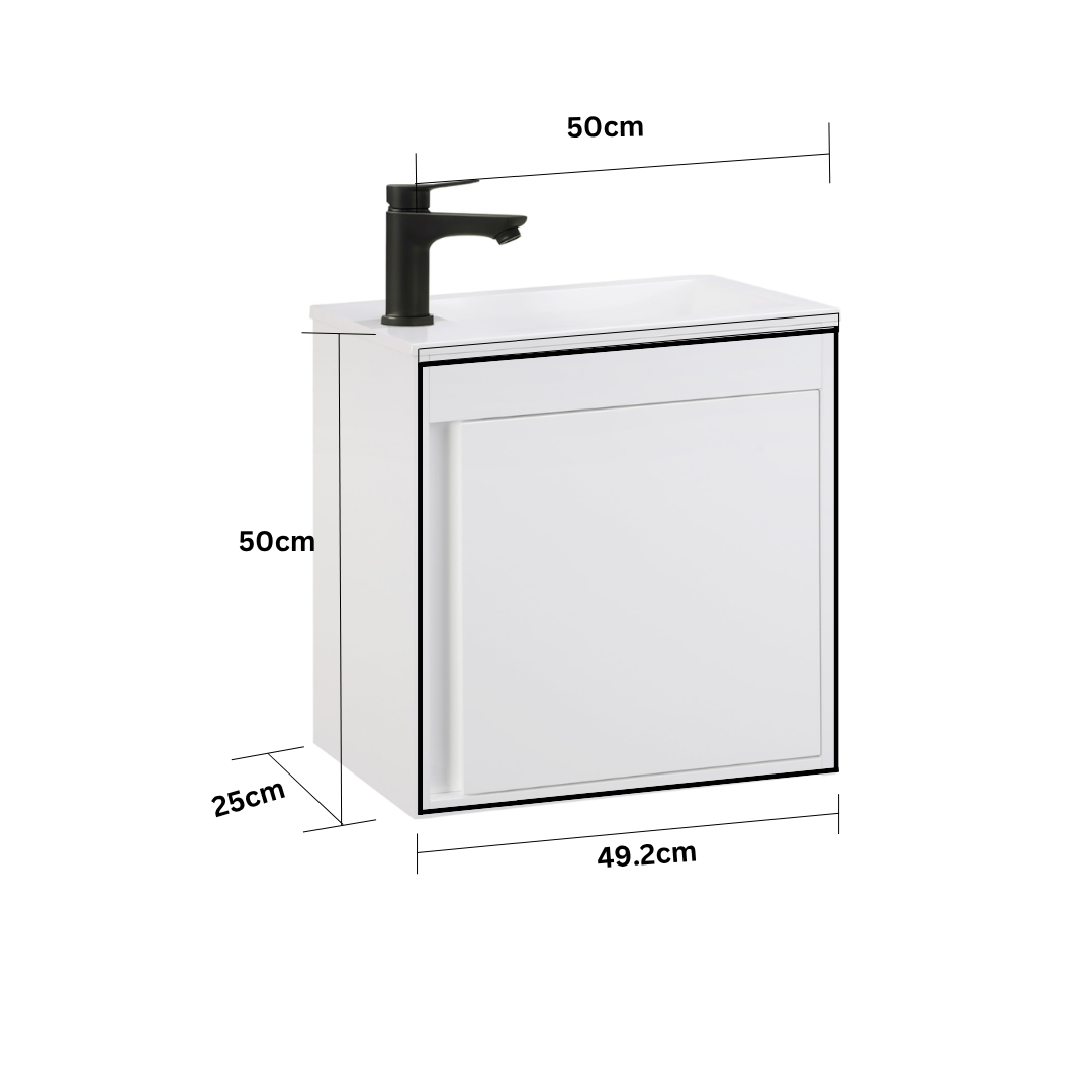 NERO Gäste-WC Waschtisch Set 50cm Weiß